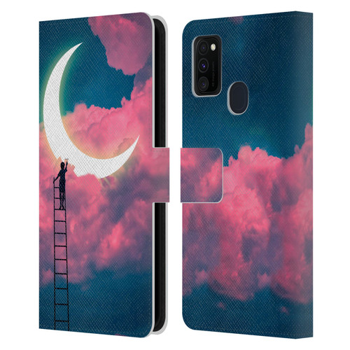 Dave Loblaw Sci-Fi And Surreal Boy Painting Moon Clouds Leather Book Wallet Case Cover For Samsung Galaxy M30s (2019)/M21 (2020)