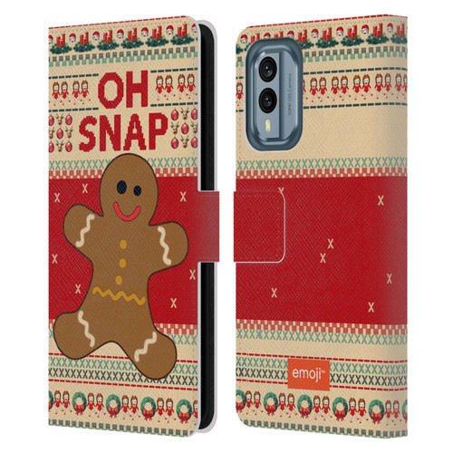 emoji® Ugly Christmas Gingerbread Leather Book Wallet Case Cover For Nokia X30