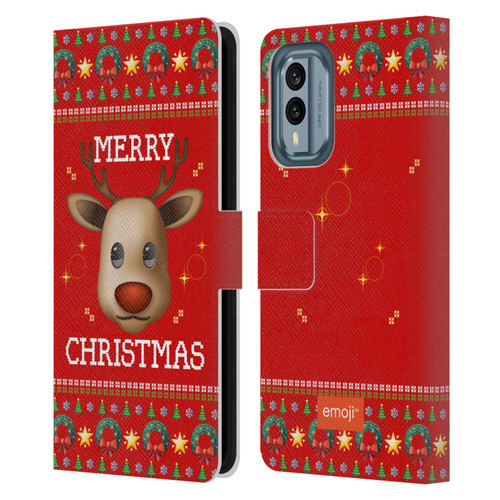 emoji® Ugly Christmas Reindeer Leather Book Wallet Case Cover For Nokia X30