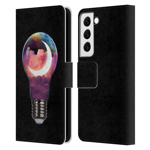 Dave Loblaw Sci-Fi And Surreal Light Bulb Moon Leather Book Wallet Case Cover For Samsung Galaxy S22 5G