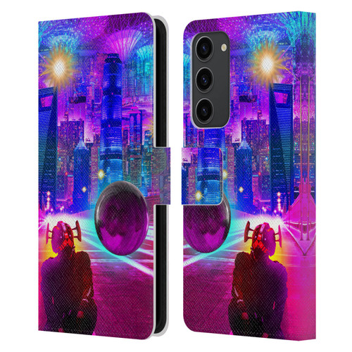 Dave Loblaw Sci-Fi And Surreal Synthwave Street Leather Book Wallet Case Cover For Samsung Galaxy S23+ 5G