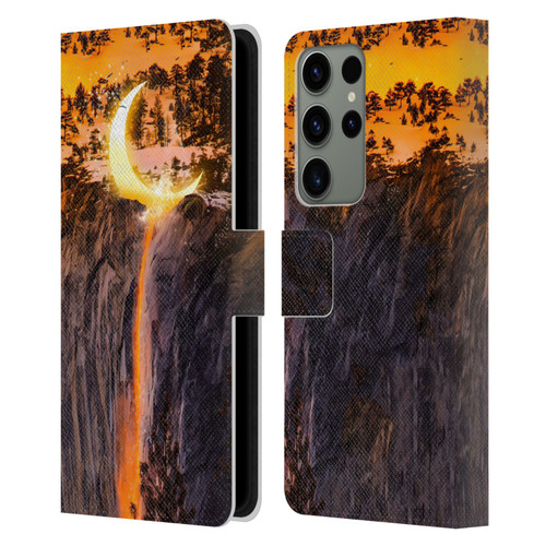 Dave Loblaw Sci-Fi And Surreal Fire Canyon Moon Leather Book Wallet Case Cover For Samsung Galaxy S23 Ultra 5G