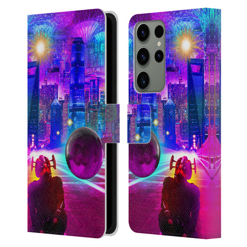 Dave Loblaw Sci-Fi And Surreal Synthwave Street Leather Book Wallet Case Cover For Samsung Galaxy S23 Ultra 5G