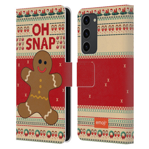 emoji® Ugly Christmas Gingerbread Leather Book Wallet Case Cover For Samsung Galaxy S23+ 5G
