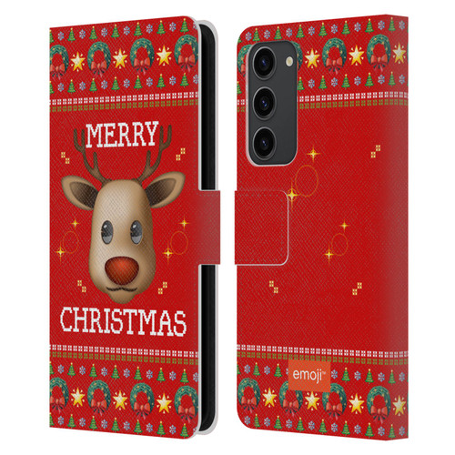 emoji® Ugly Christmas Reindeer Leather Book Wallet Case Cover For Samsung Galaxy S23+ 5G