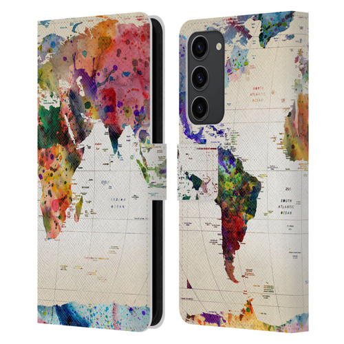 Mark Ashkenazi Pop Culture Map Of The World Leather Book Wallet Case Cover For Samsung Galaxy S23+ 5G