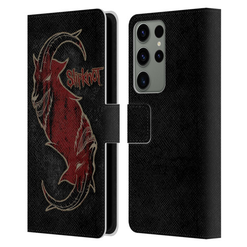 Slipknot Key Art Red Goat Leather Book Wallet Case Cover For Samsung Galaxy S23 Ultra 5G