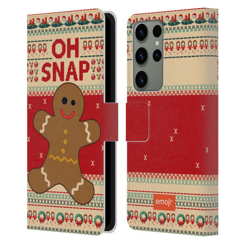 emoji® Ugly Christmas Gingerbread Leather Book Wallet Case Cover For Samsung Galaxy S23 Ultra 5G