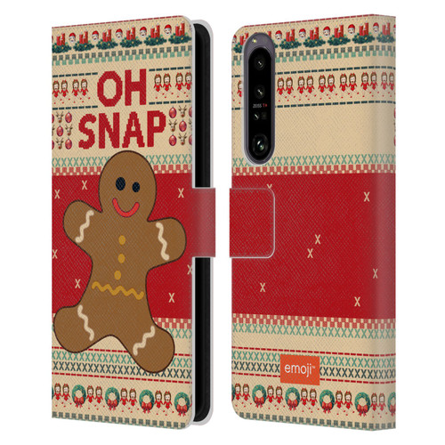 emoji® Ugly Christmas Gingerbread Leather Book Wallet Case Cover For Sony Xperia 1 IV