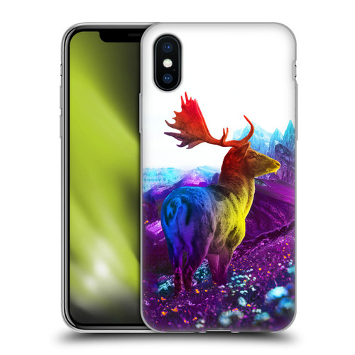 Dave Loblaw Animals Purple Mountain Deer Soft Gel Case for Apple iPhone X / iPhone XS
