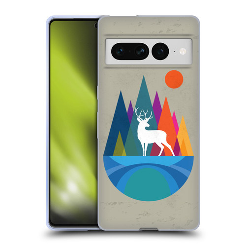Dave Loblaw Contemporary Art Mountain Deer Soft Gel Case for Google Pixel 7 Pro