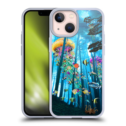 Dave Loblaw Jellyfish Electric Jellyfish In A Mist Soft Gel Case for Apple iPhone 13 Mini