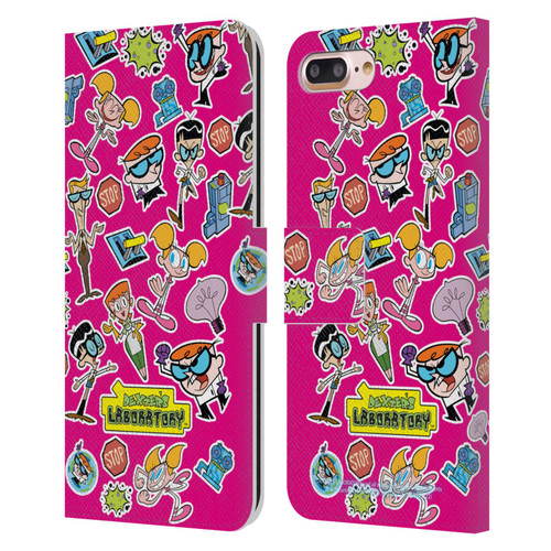 Dexter's Laboratory Graphics Icons Leather Book Wallet Case Cover For Apple iPhone 7 Plus / iPhone 8 Plus