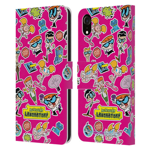 Dexter's Laboratory Graphics Icons Leather Book Wallet Case Cover For Apple iPhone XR