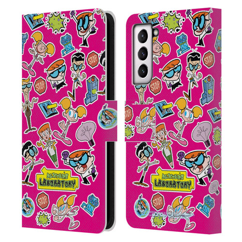 Dexter's Laboratory Graphics Icons Leather Book Wallet Case Cover For Samsung Galaxy S21 5G