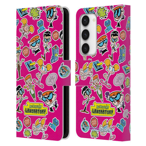Dexter's Laboratory Graphics Icons Leather Book Wallet Case Cover For Samsung Galaxy S23 5G