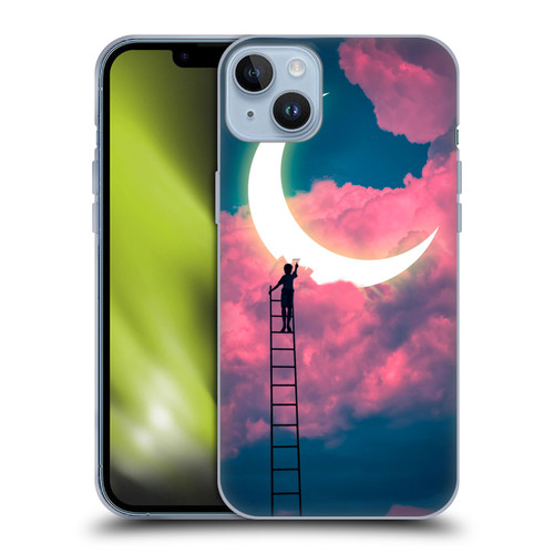 Dave Loblaw Sci-Fi And Surreal Boy Painting Moon Clouds Soft Gel Case for Apple iPhone 14 Plus