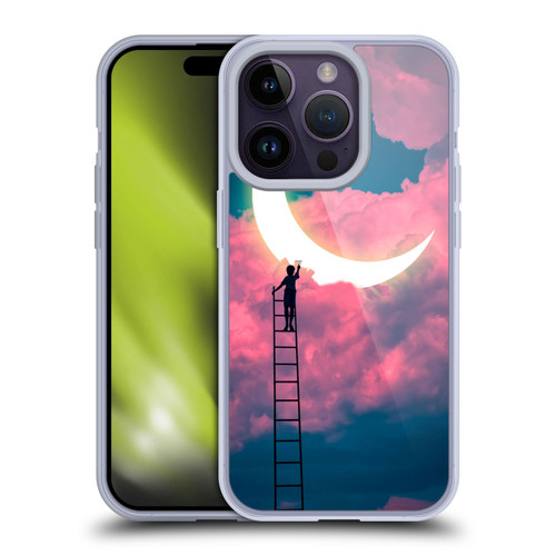 Dave Loblaw Sci-Fi And Surreal Boy Painting Moon Clouds Soft Gel Case for Apple iPhone 14 Pro