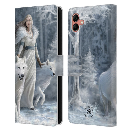 Anne Stokes Wolves Winter Guardians Leather Book Wallet Case Cover For Samsung Galaxy A04 (2022)
