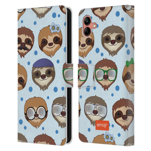 emoji® Sloth Pattern Leather Book Wallet Case Cover For Samsung Galaxy A04 (2022)