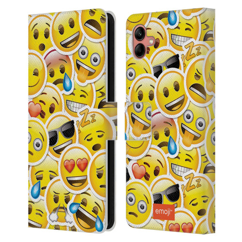 emoji® Smileys Stickers Leather Book Wallet Case Cover For Samsung Galaxy A04 (2022)