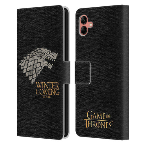 HBO Game of Thrones House Mottos Stark Leather Book Wallet Case Cover For Samsung Galaxy A04 (2022)