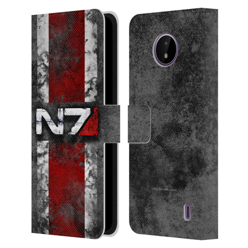 EA Bioware Mass Effect Graphics N7 Logo Distressed Leather Book Wallet Case Cover For Nokia C10 / C20