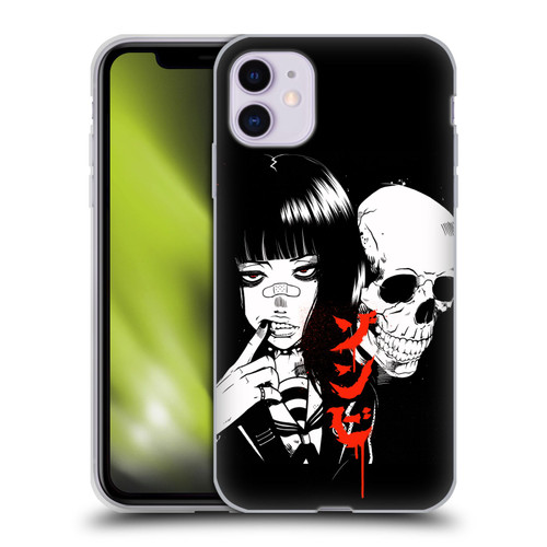 Zombie Makeout Club Art Girl And Skull Soft Gel Case for Apple iPhone 11