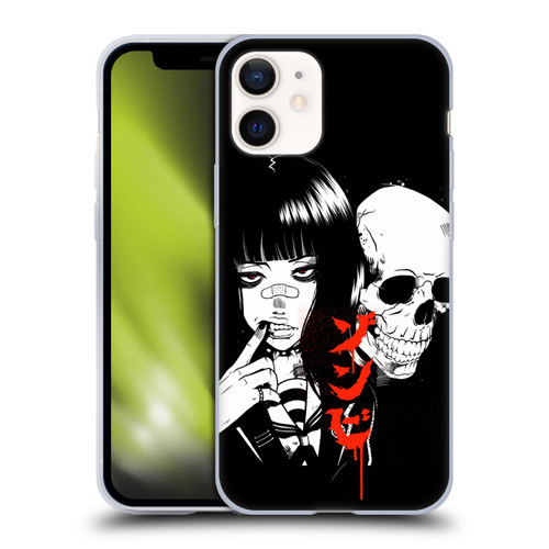 Zombie Makeout Club Art Girl And Skull Soft Gel Case for Apple iPhone 12 Mini