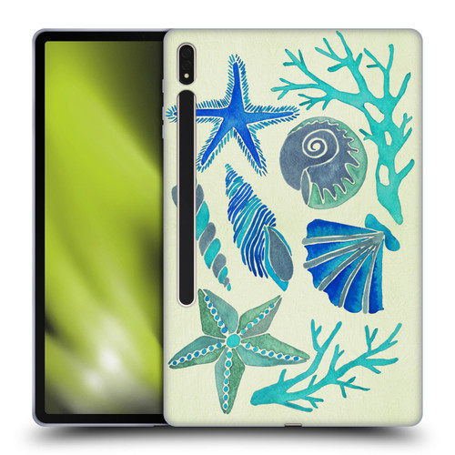 Cat Coquillette Sea Seashells Blue Soft Gel Case for Samsung Galaxy Tab S8 Plus