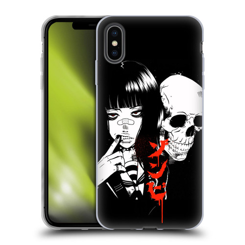 Zombie Makeout Club Art Girl And Skull Soft Gel Case for Apple iPhone XS Max