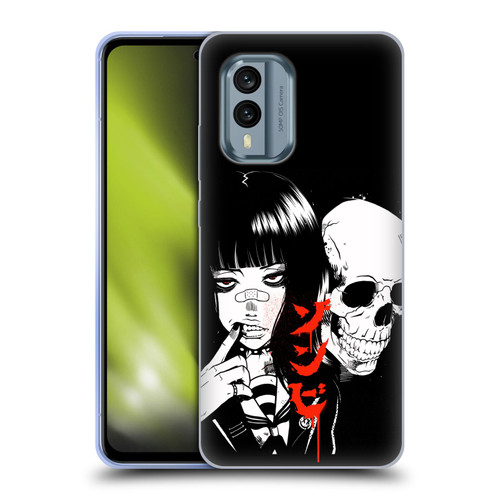 Zombie Makeout Club Art Girl And Skull Soft Gel Case for Nokia X30