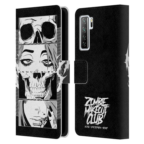Zombie Makeout Club Art Skull Collage Leather Book Wallet Case Cover For Huawei Nova 7 SE/P40 Lite 5G