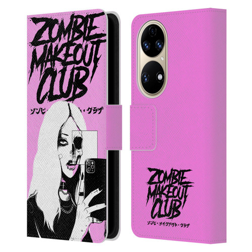 Zombie Makeout Club Art Selfie Skull Leather Book Wallet Case Cover For Huawei P50