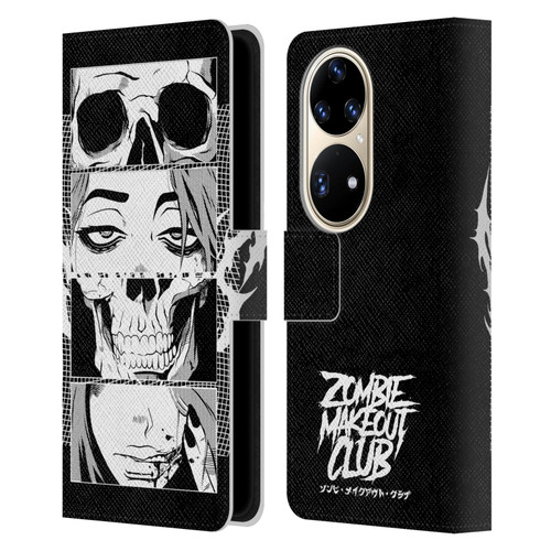 Zombie Makeout Club Art Skull Collage Leather Book Wallet Case Cover For Huawei P50 Pro