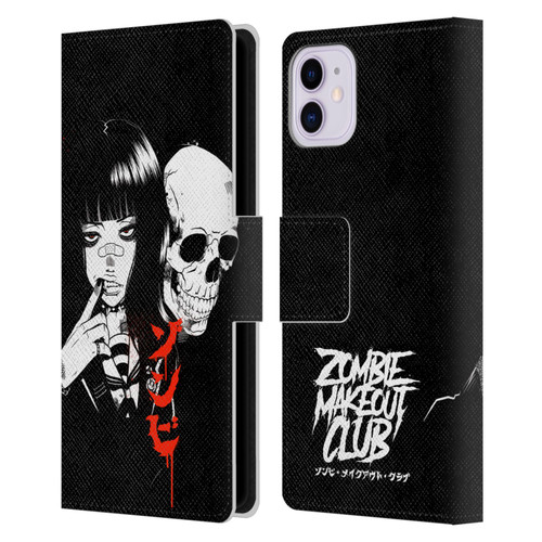 Zombie Makeout Club Art Girl And Skull Leather Book Wallet Case Cover For Apple iPhone 11