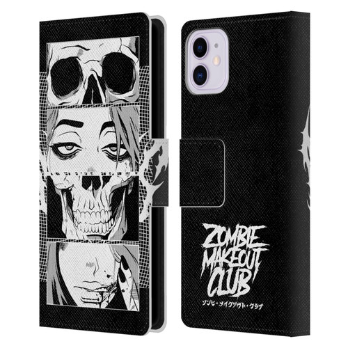 Zombie Makeout Club Art Skull Collage Leather Book Wallet Case Cover For Apple iPhone 11