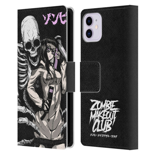 Zombie Makeout Club Art Stop Drop Selfie Leather Book Wallet Case Cover For Apple iPhone 11