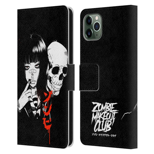 Zombie Makeout Club Art Girl And Skull Leather Book Wallet Case Cover For Apple iPhone 11 Pro Max