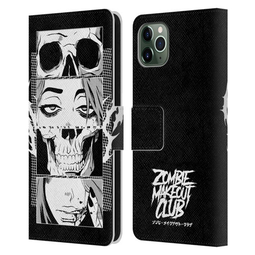Zombie Makeout Club Art Skull Collage Leather Book Wallet Case Cover For Apple iPhone 11 Pro Max