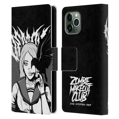 Zombie Makeout Club Art Crow Leather Book Wallet Case Cover For Apple iPhone 11 Pro
