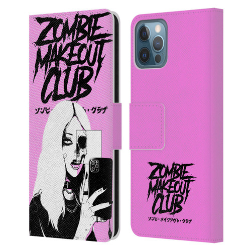 Zombie Makeout Club Art Selfie Skull Leather Book Wallet Case Cover For Apple iPhone 12 / iPhone 12 Pro