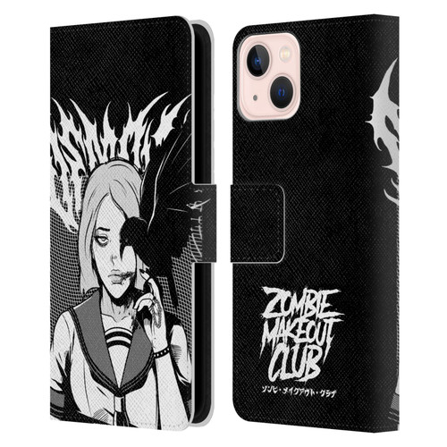 Zombie Makeout Club Art Crow Leather Book Wallet Case Cover For Apple iPhone 13