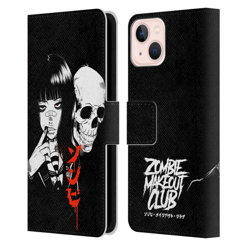 Zombie Makeout Club Art Girl And Skull Leather Book Wallet Case Cover For Apple iPhone 13