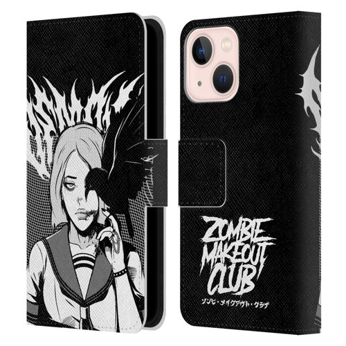 Zombie Makeout Club Art Crow Leather Book Wallet Case Cover For Apple iPhone 13 Mini