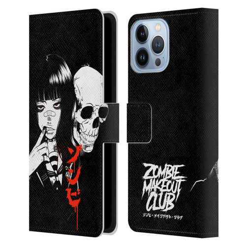 Zombie Makeout Club Art Girl And Skull Leather Book Wallet Case Cover For Apple iPhone 13 Pro Max