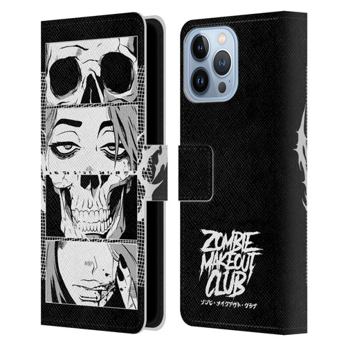 Zombie Makeout Club Art Skull Collage Leather Book Wallet Case Cover For Apple iPhone 13 Pro Max