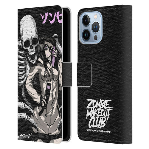 Zombie Makeout Club Art Stop Drop Selfie Leather Book Wallet Case Cover For Apple iPhone 13 Pro Max