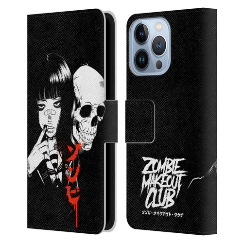 Zombie Makeout Club Art Girl And Skull Leather Book Wallet Case Cover For Apple iPhone 13 Pro