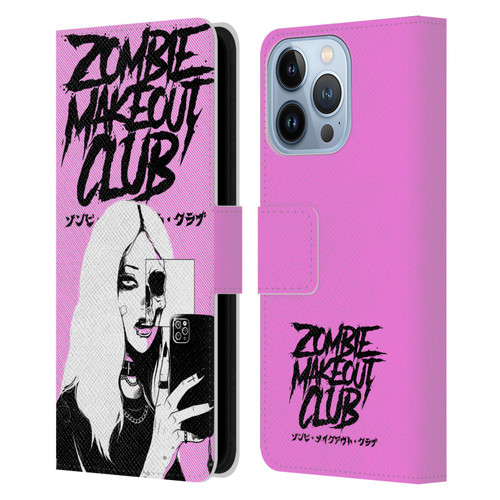 Zombie Makeout Club Art Selfie Skull Leather Book Wallet Case Cover For Apple iPhone 13 Pro